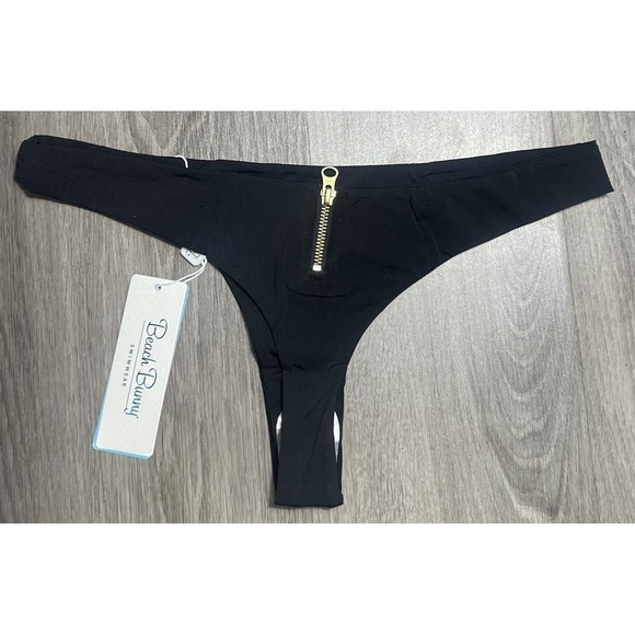 Beach Bunny Swimwear Bikini Bottoms Black‎ 2 Pair Zoey Zipper Rib Tide Skimpy 2X - Picture 5 of 9